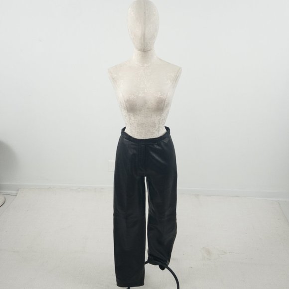 Vintage 4 Leather Highrise Straight Pants Black - Picture 5 of 11